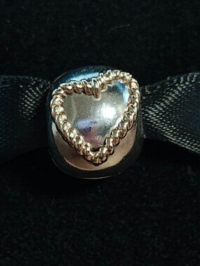 Authentic Pandora Braided Heart Clip – 790599 Sterling Silver & 14K Gold Retired